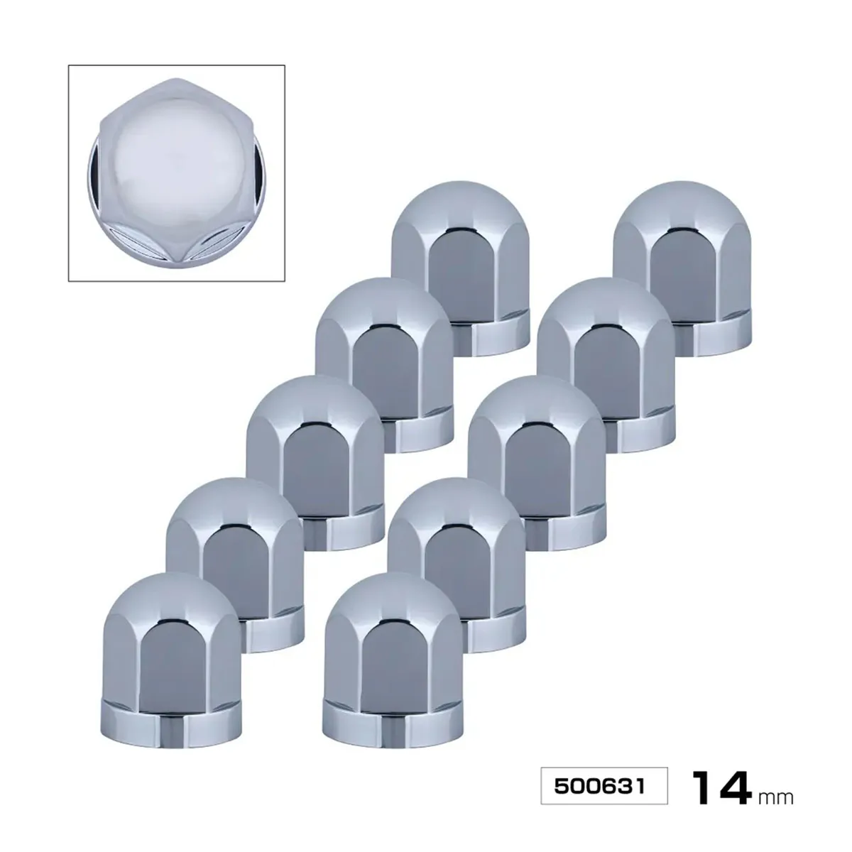 丸型ハブナットカバー メッキ仕上げ 14mm 10ヶ入