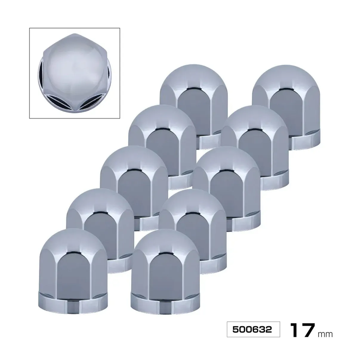 丸型ハブナットカバー メッキ仕上げ 17mm 10ヶ入