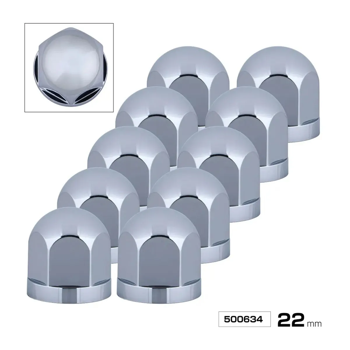 丸型ハブナットカバー メッキ仕上げ 22mm 10ヶ入