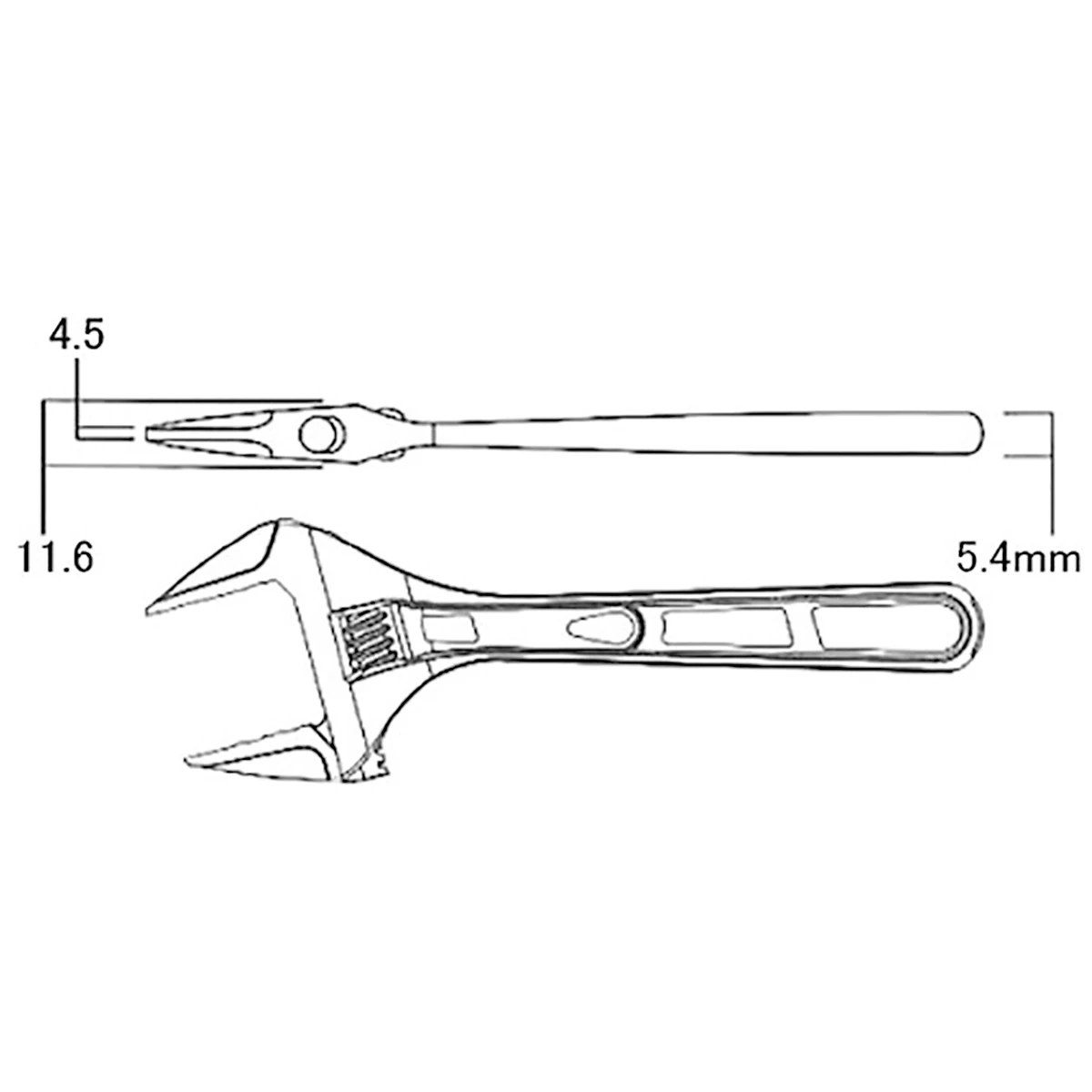 モンキーレンチ 薄型 ワイド