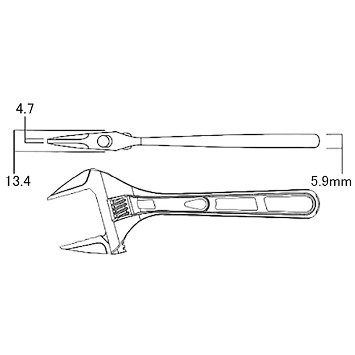 モンキーレンチ 薄型 ワイド