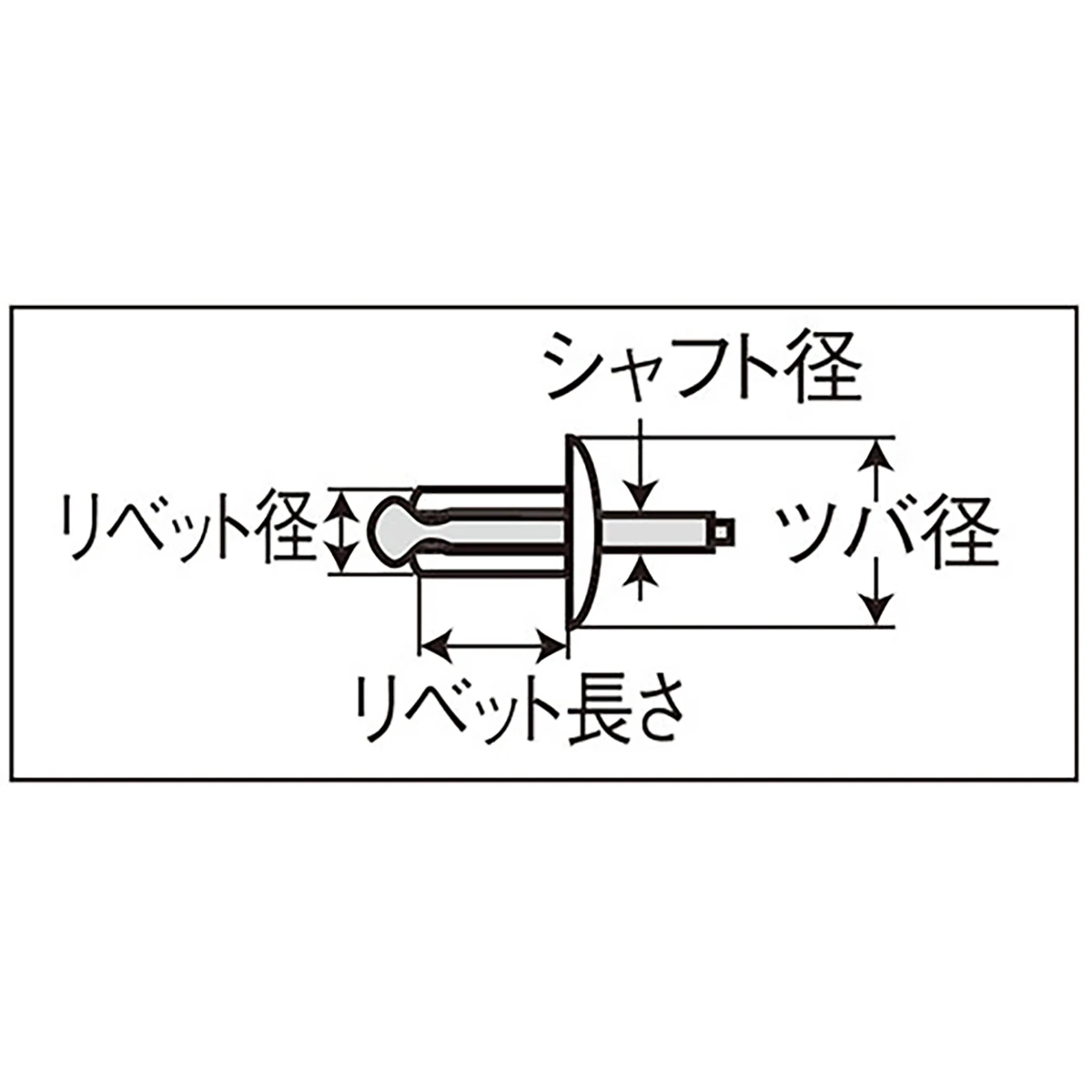 リベット 長さ11.6mm リベット径φ4.8mm 100本入