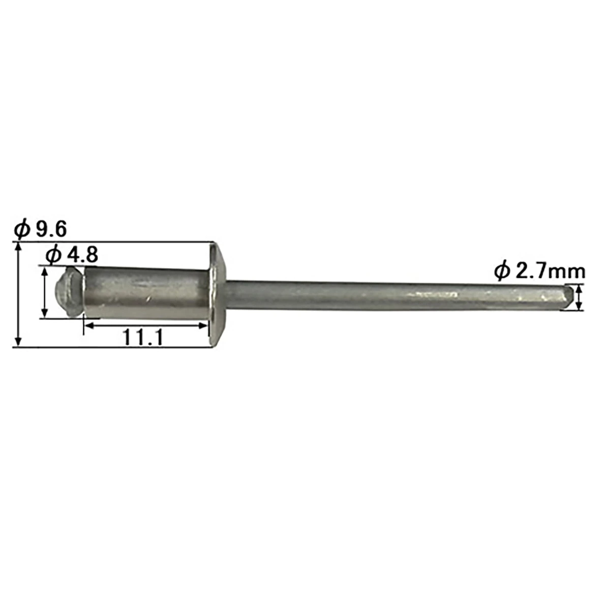 リベット 長さ11.1mm リベット径φ4.8mm 100本入