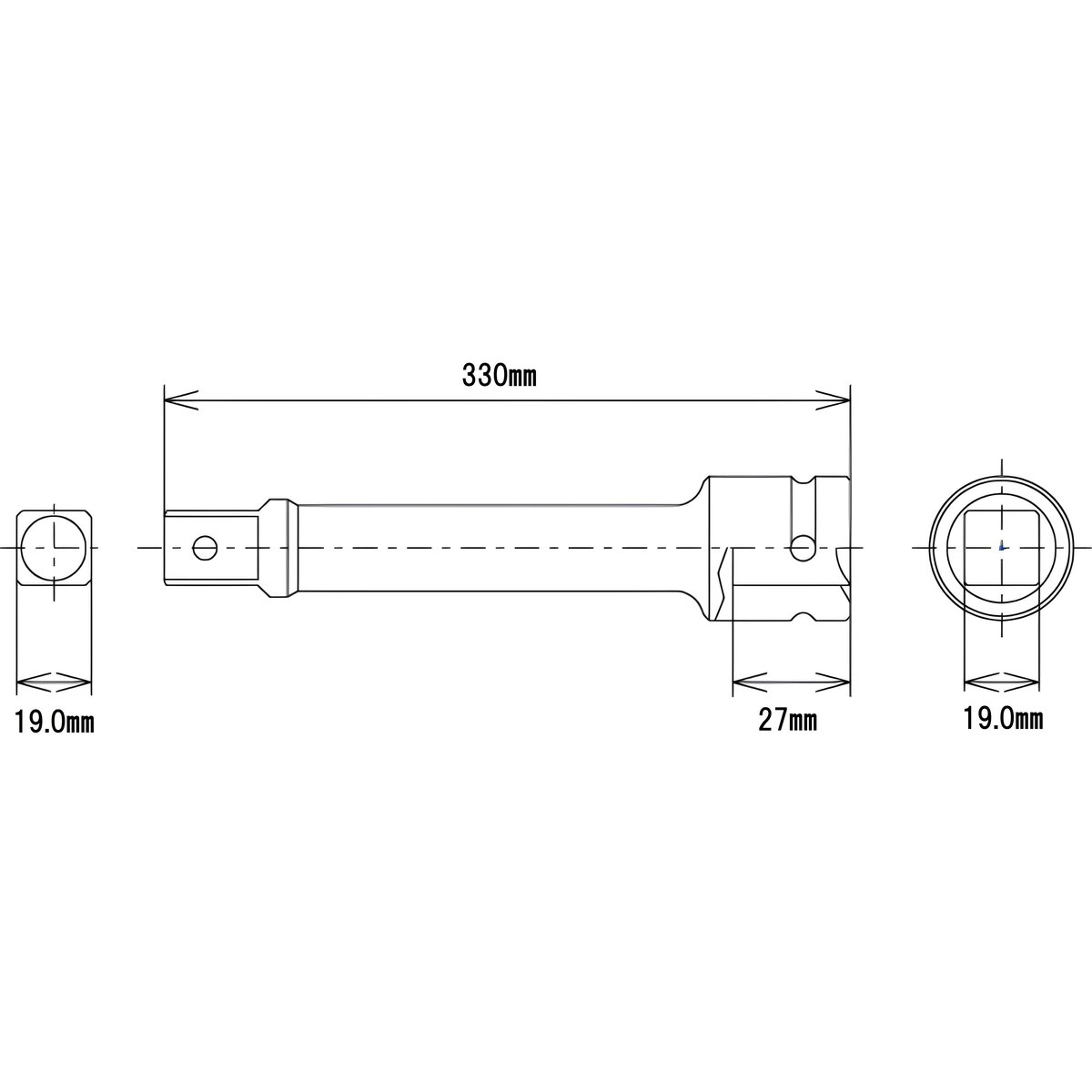 インパクトエクステンションバー 330mm 差込角19mm
