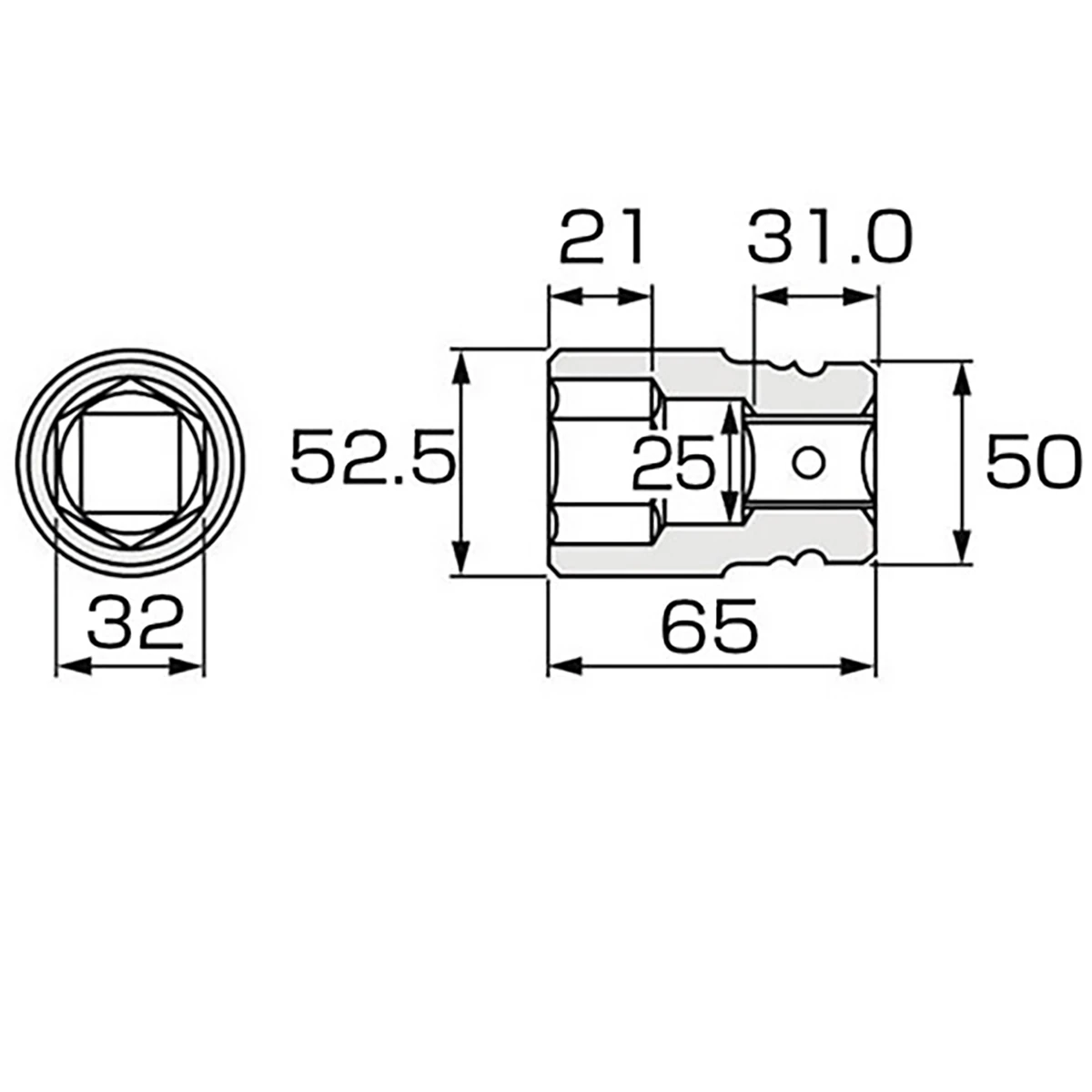 ソケット 差込角25.4mm インパクトレンチ用 6角