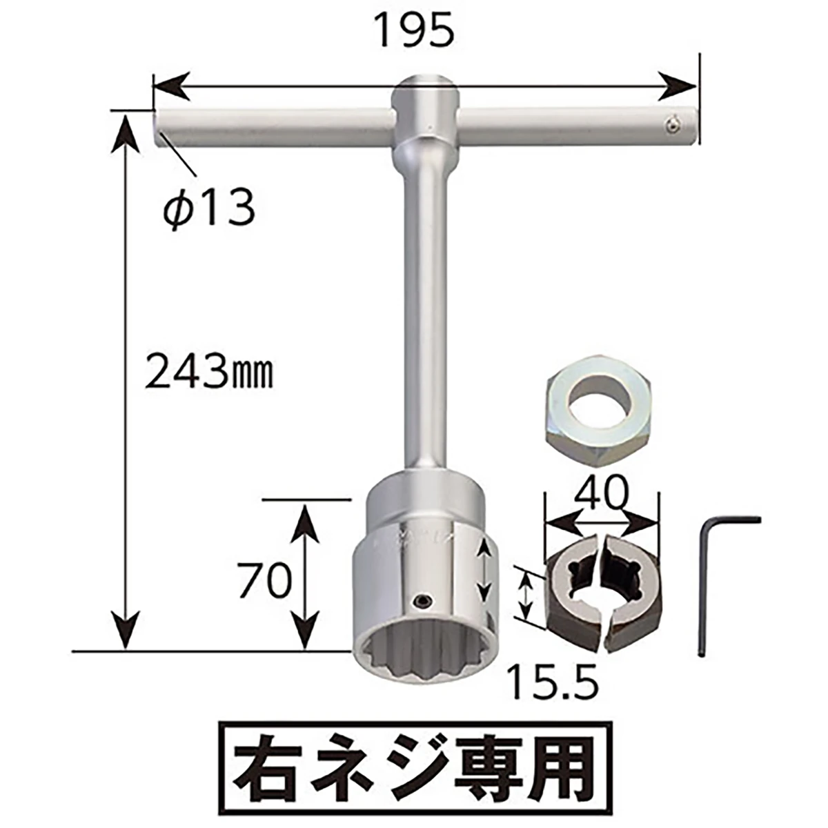 カットダイス φ22mm×1.5ピッチ ハンドルセット 右ネジ専用