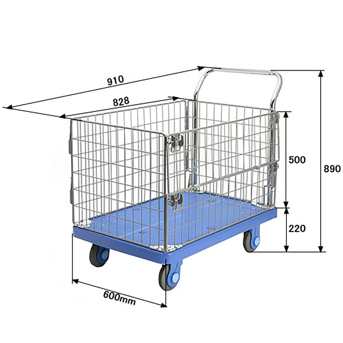 金網付台車 300kg ハンドル固定式 静音タイプ