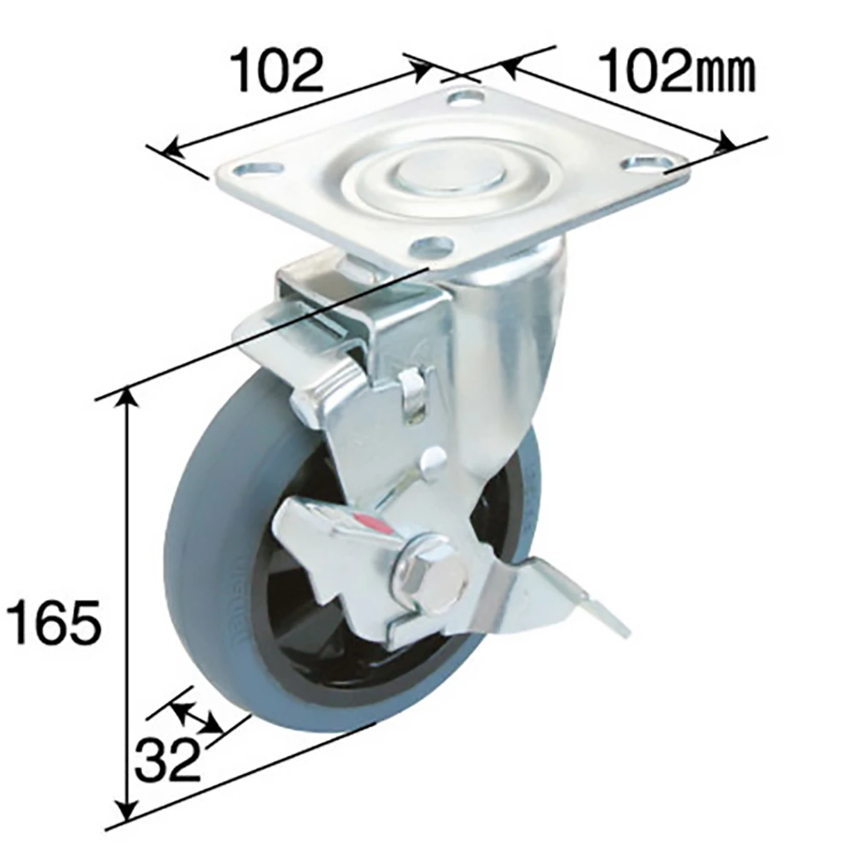 キャスター 台車用 φ125mm 耐荷重110kg 自在輪 ストッパー付