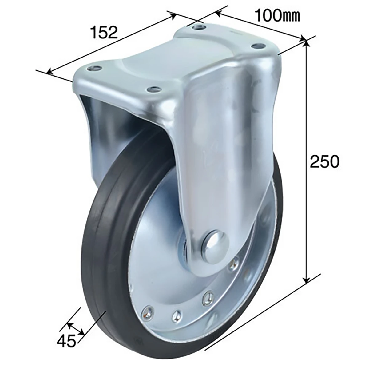 キャスター 台車用 ベアリング入 φ200mm 耐荷重255kg 固定輪