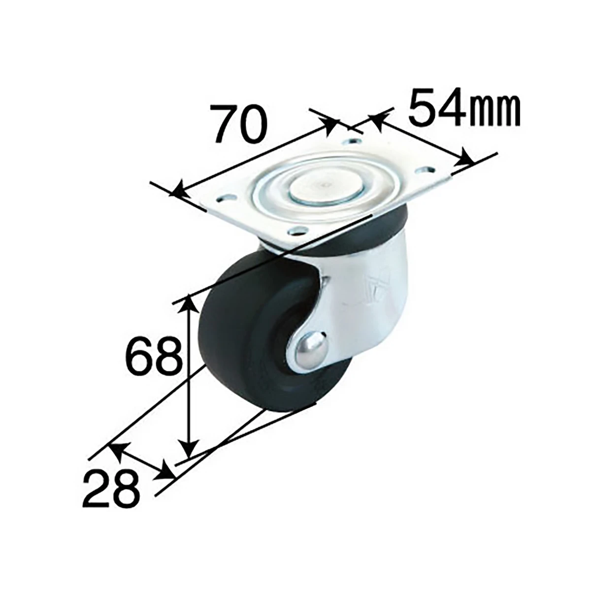 キャスター 低床重荷重用 強化ナイロン φ50mm 耐荷重 200kg 自在輪