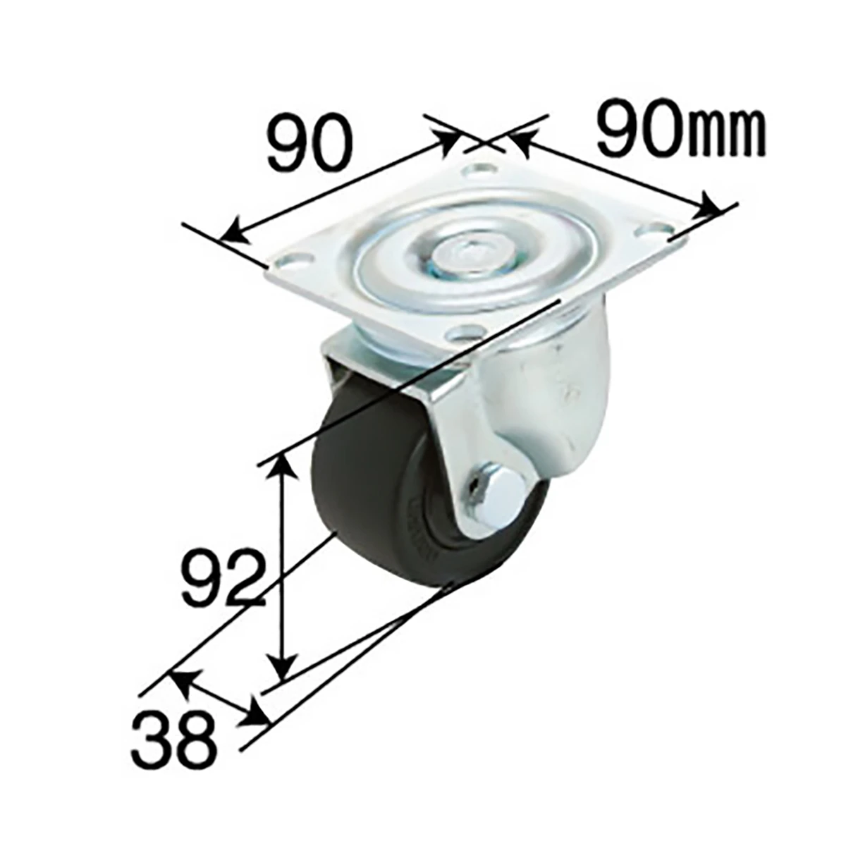 キャスター 低床重荷重用 強化ナイロン ベアリング入 φ65mm 耐荷重 300kg 自在輪