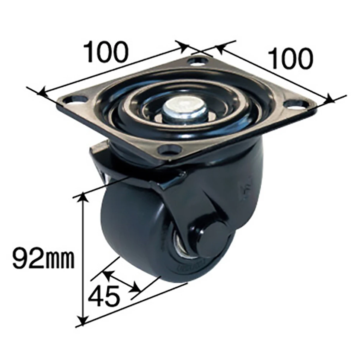 キャスター 低床超重荷重用 強化ナイロン ベアリング入 φ65mm 耐荷重600kg 自在輪