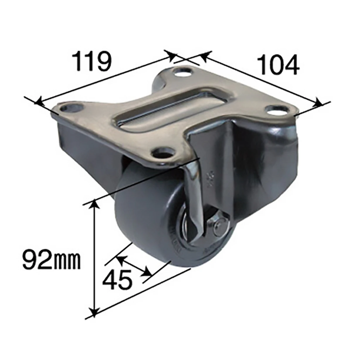 キャスター 低床超重荷重用 強化ナイロン ベアリング入 φ65mm 耐荷重600kg 固定輪