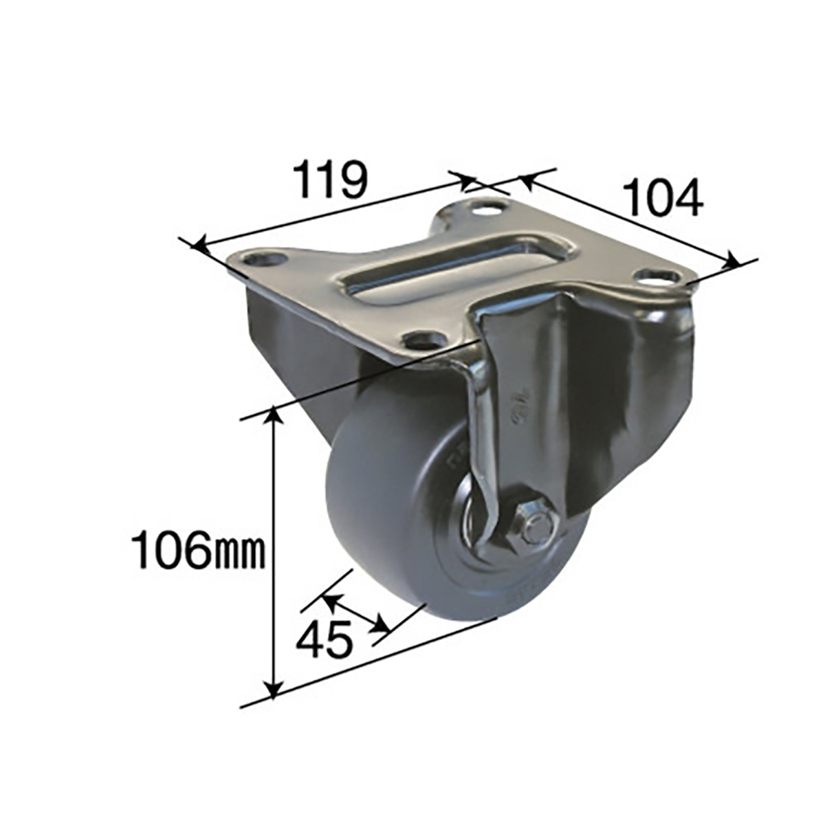 キャスター 低床超重荷重用 強化ナイロン ベアリング入 φ75mm 耐荷重600kg 固定輪