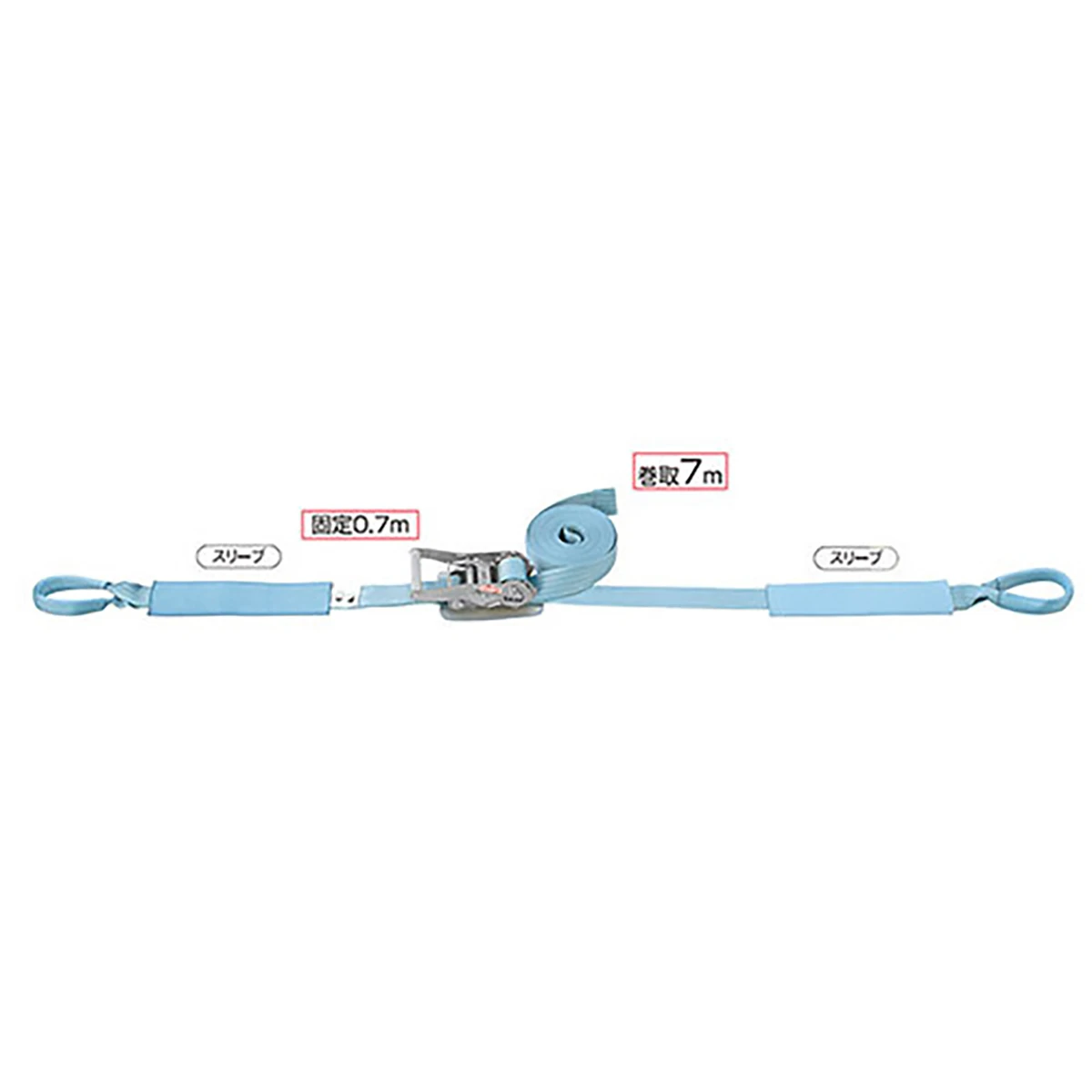 ベルト荷締機 ラッシングベルト JIS 巾50 固定0.7m 巻取7m Uフック