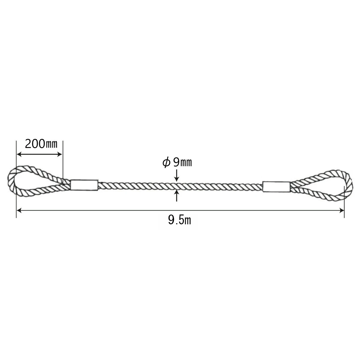 センター張りワイヤー φ9mm×9.5m 1本入