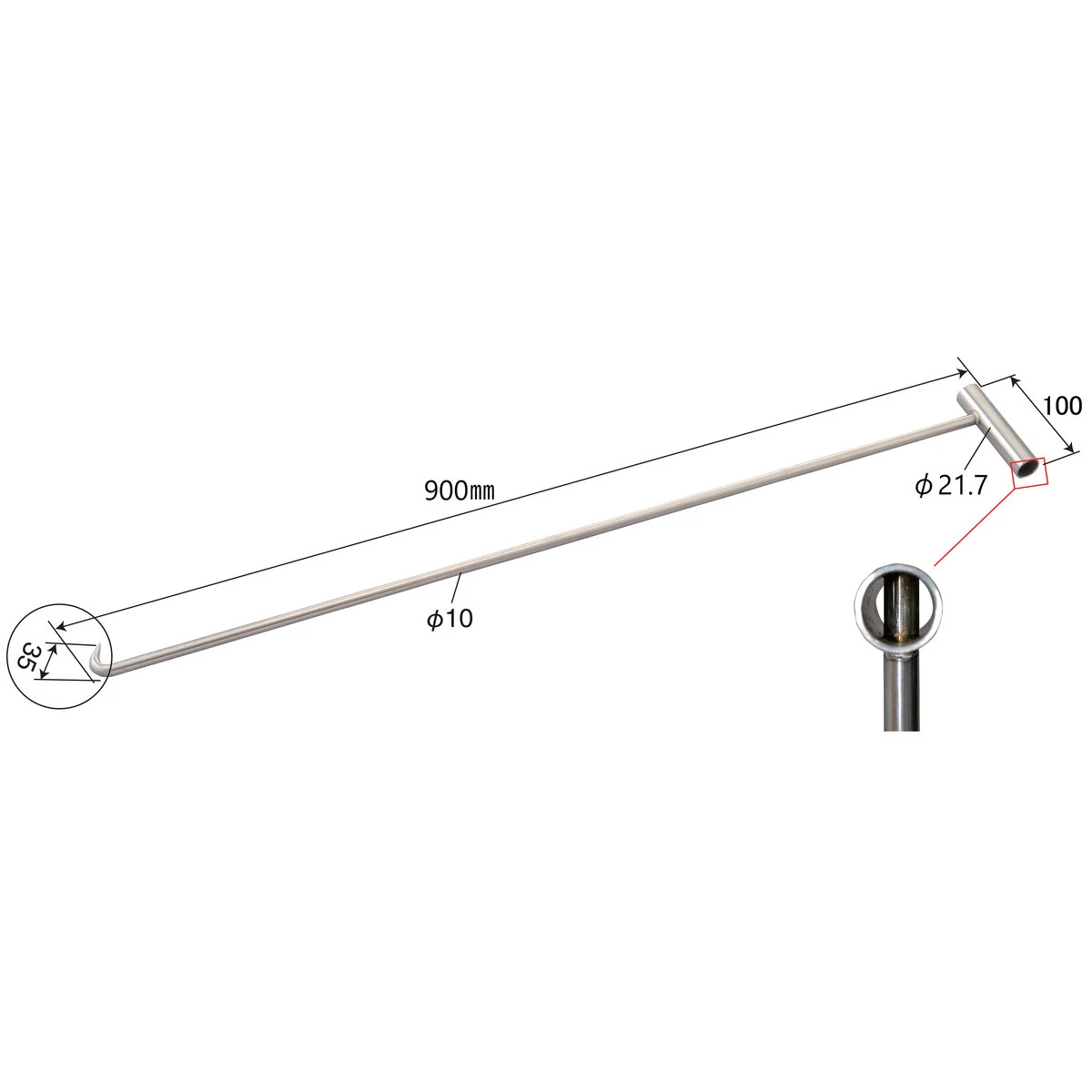引っ張り棒 横向きフック ステンレス