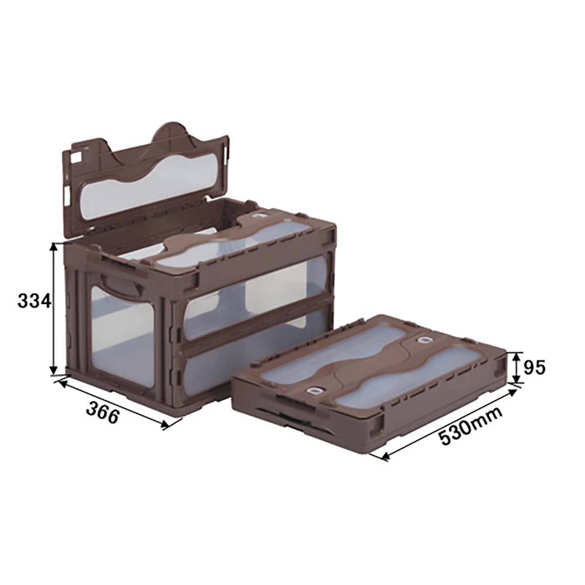 コンテナー 折りたたみ式 フタ有 透明/茶 5ヶセット