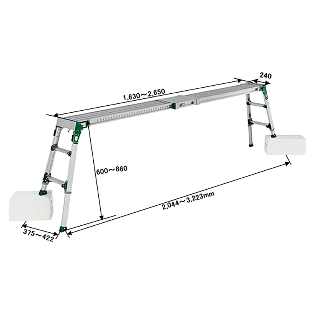 公式】パーマンショップ-伸縮足場台 アルミ 天場伸縮 脚部伸縮 折りたたみ式 120kg: 物流設備・資材関連｜トラック用品、大型車・物流用品通販サイト