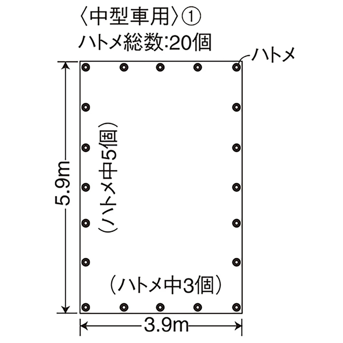 ブルーシート 中型トラック用 巾3.9×長さ5.9m #2500