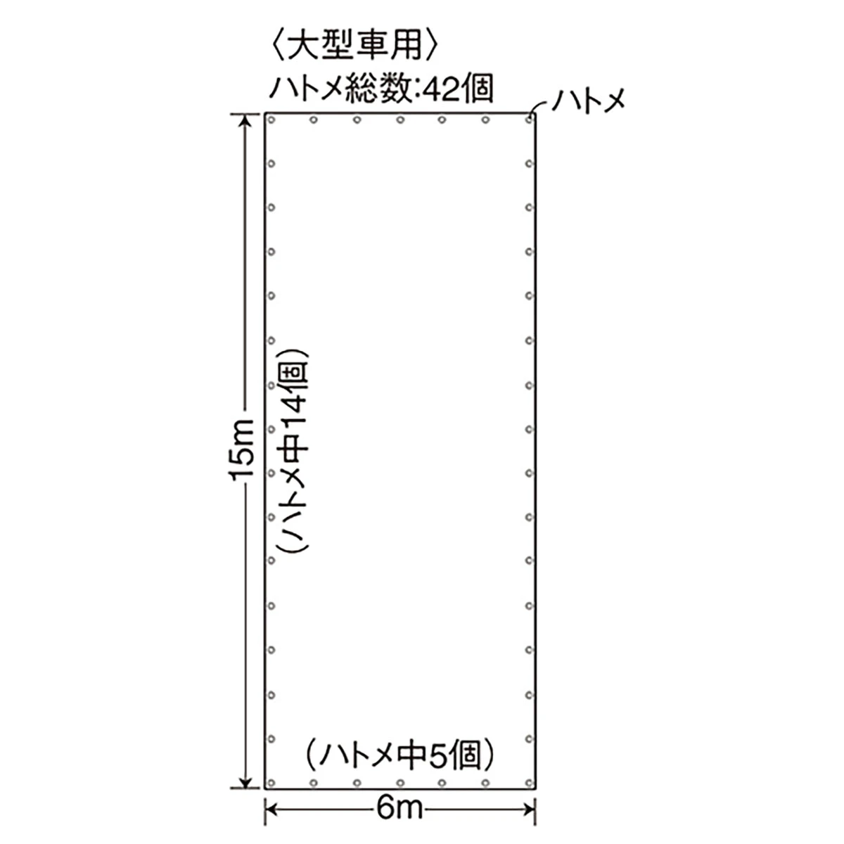 ブルーシート 大型トラック用 巾6×長さ15m #2500