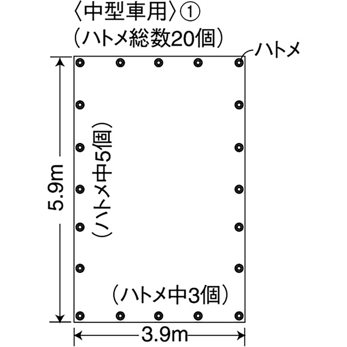 ブルーシート 中型トラック用 巾3.9×長さ5.9m #4000