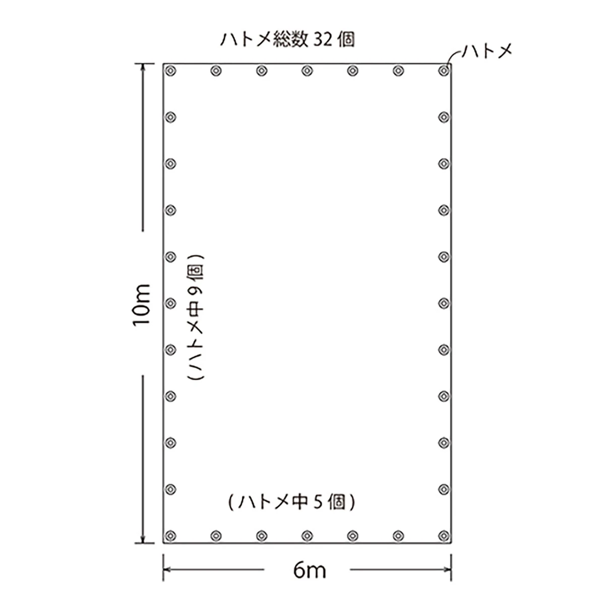 ブルーシート 大型トラック用 巾6×長さ10m #4000