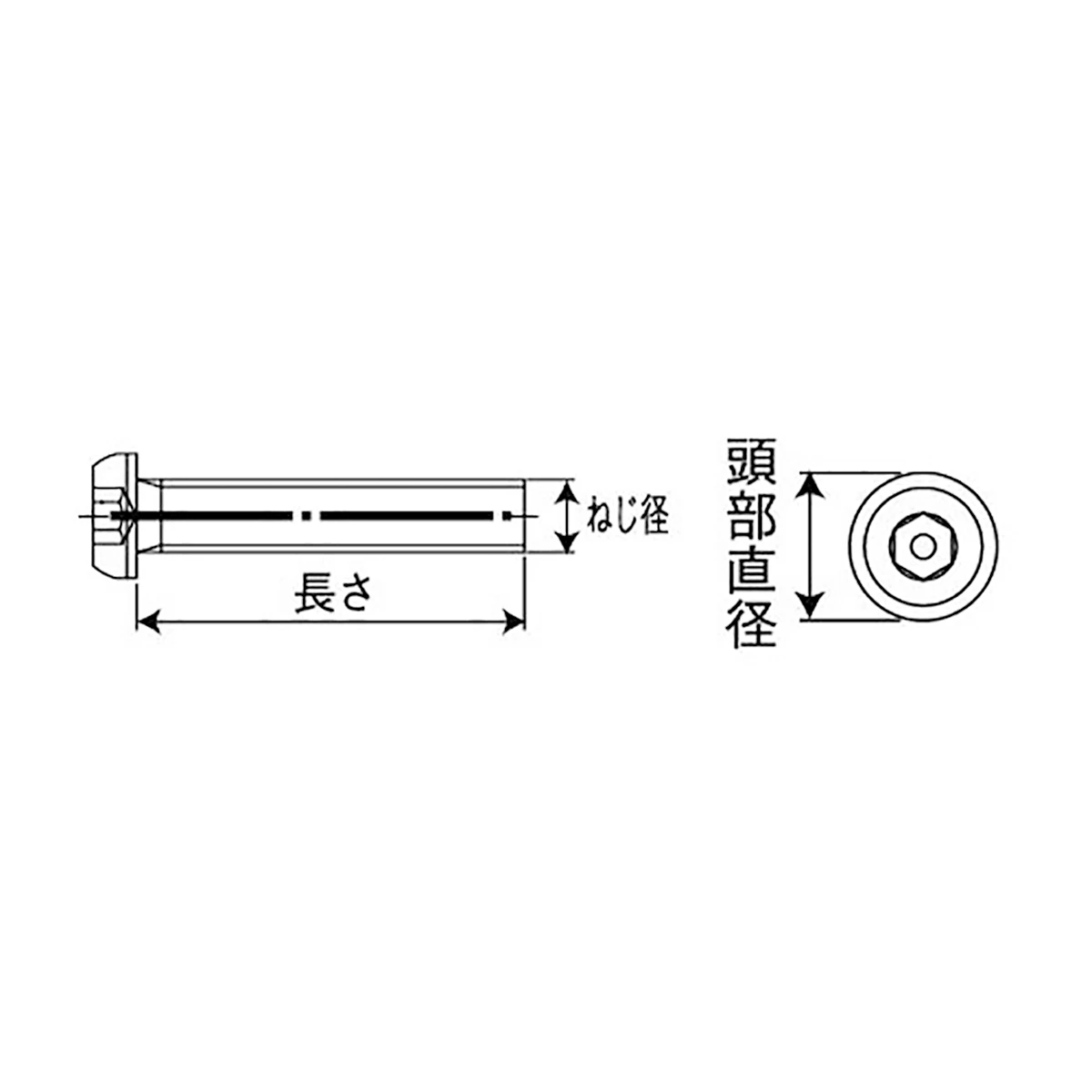 ボタン小ねじ ピン六角 ステンレス いじり止め φ3×8×0.5 100ヶ入り