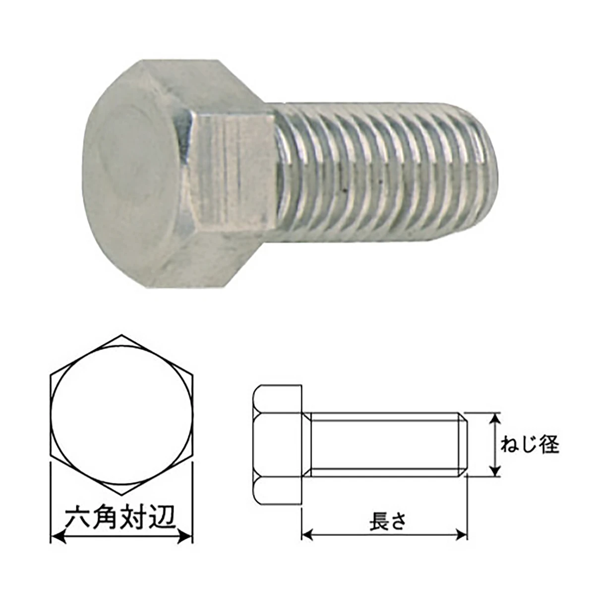 小型六角ボルト 全ねじ 細目 生地 ステンレス φ12×130×1.25 40ヶ入り