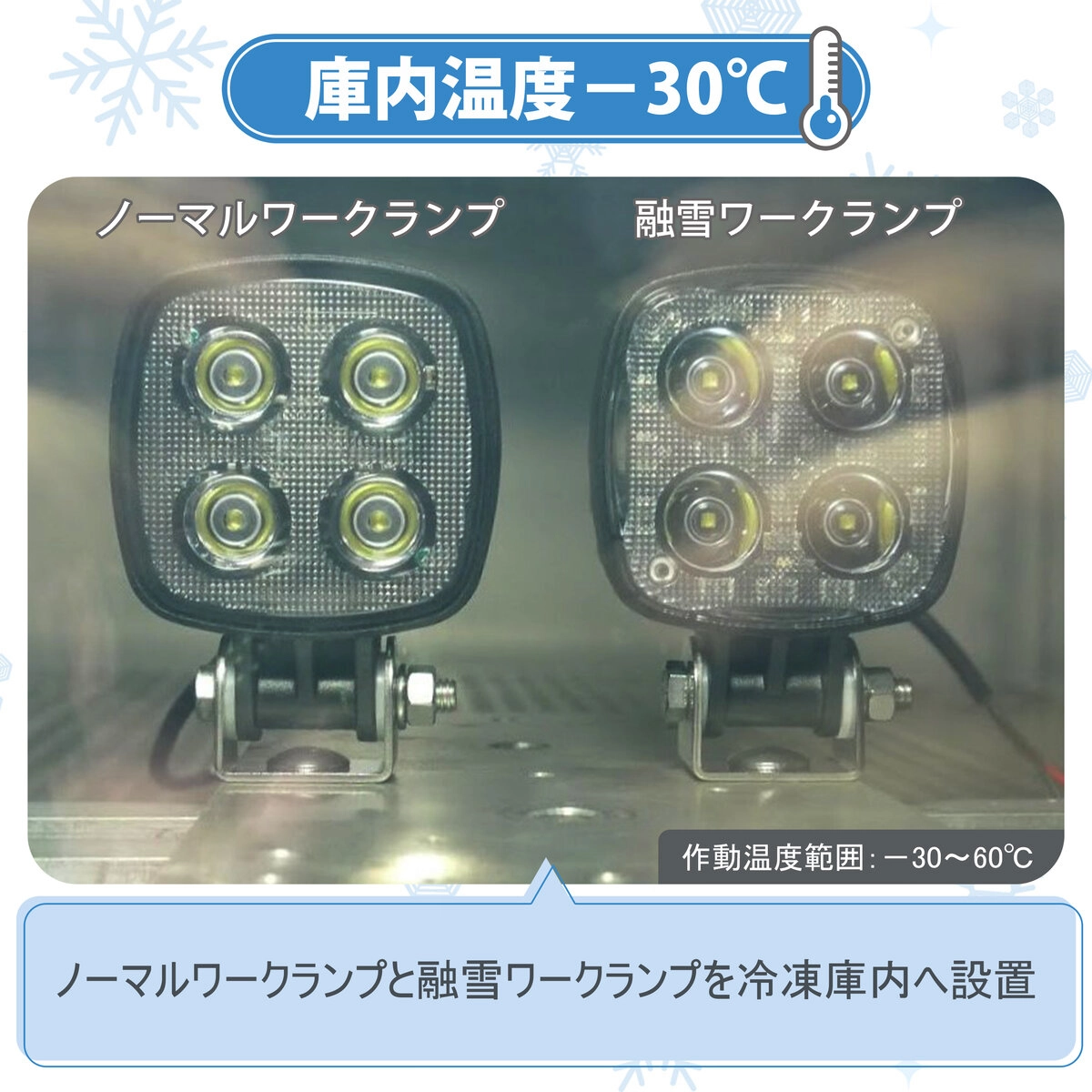 融雪ワークランプ 4LED 解氷 DC12～24V 防水