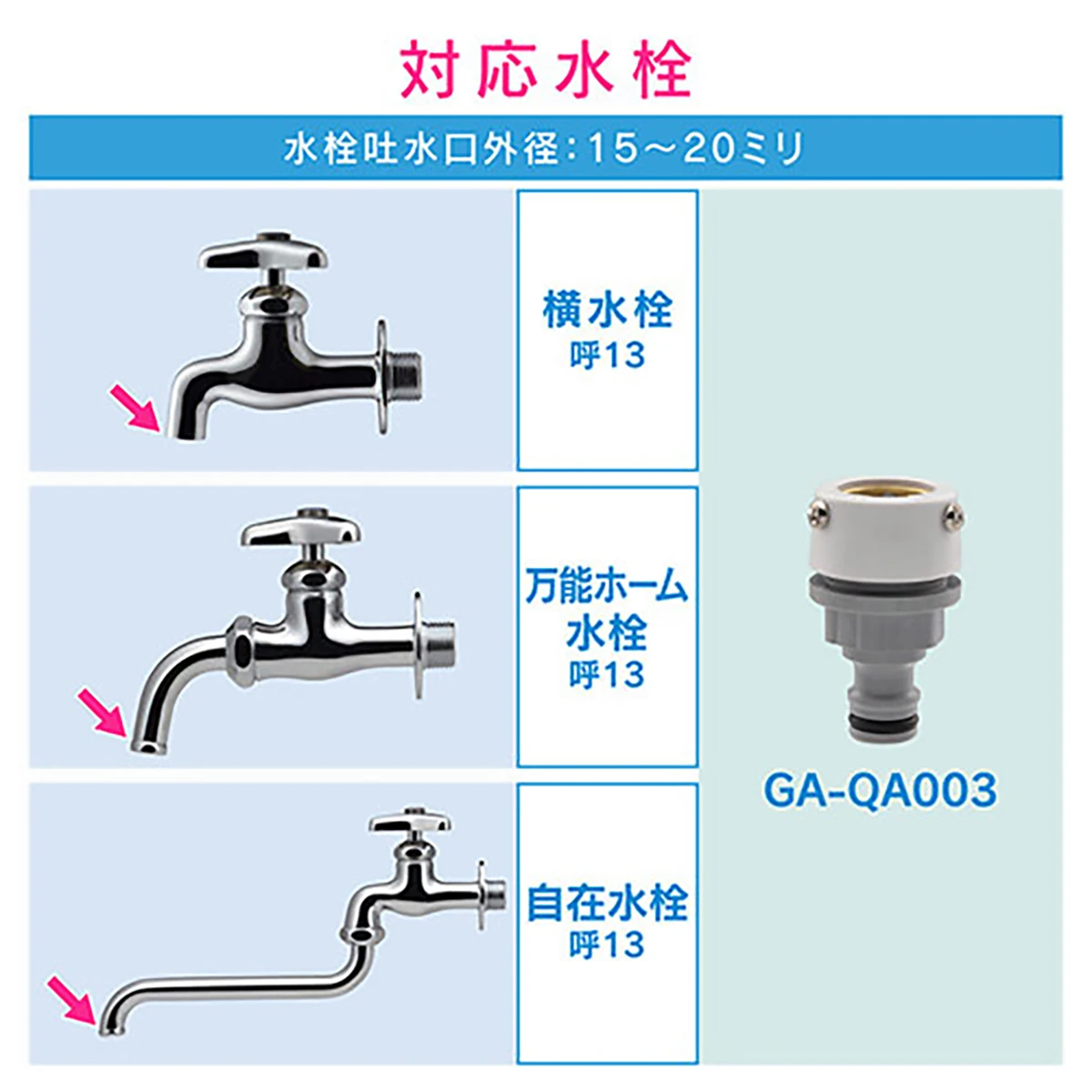 万能口金 ワンタッチ接続用蛇口ニップル ビス止め呼13蛇口用