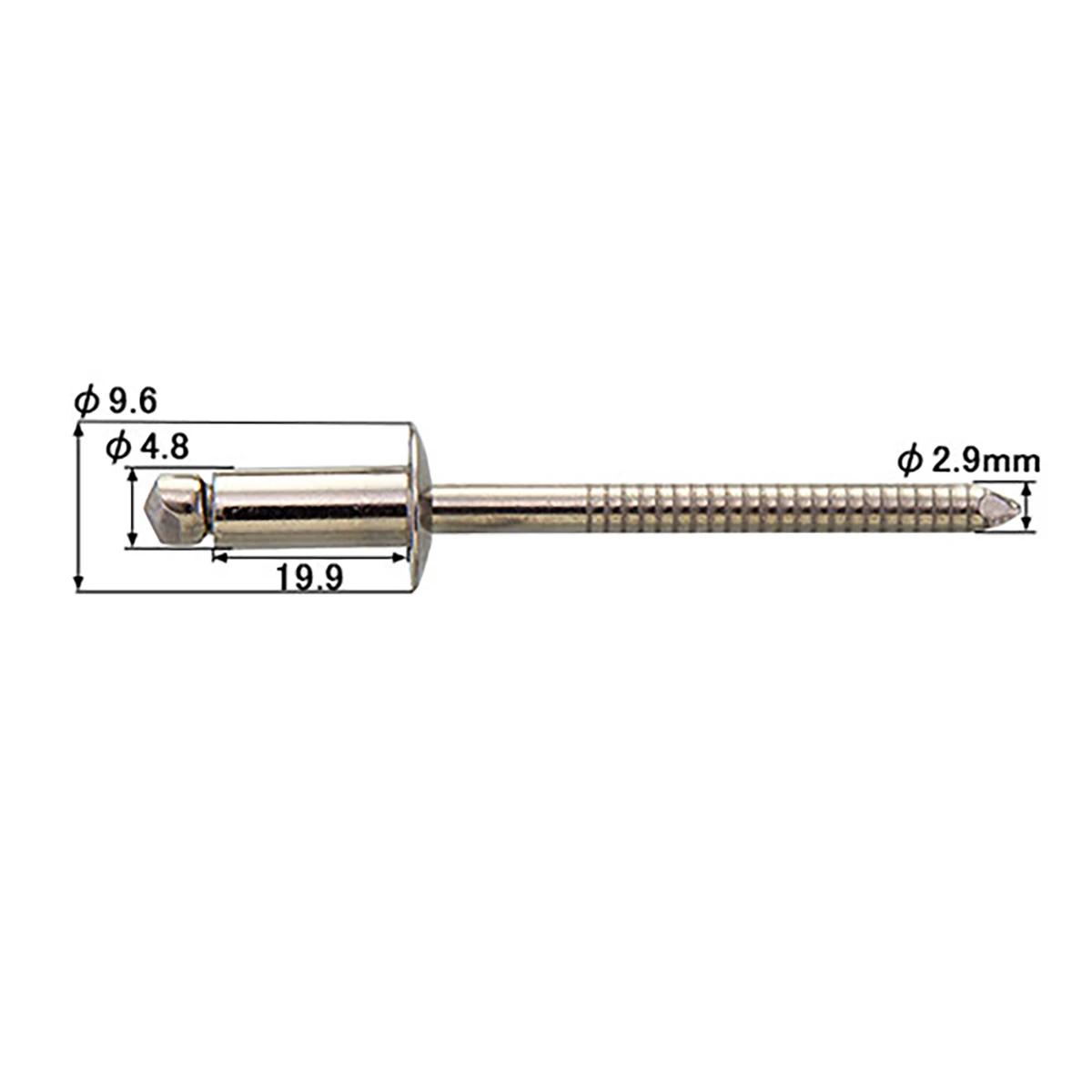 リベット 長さ19.9mm リベット径φ4.8mm 100本入