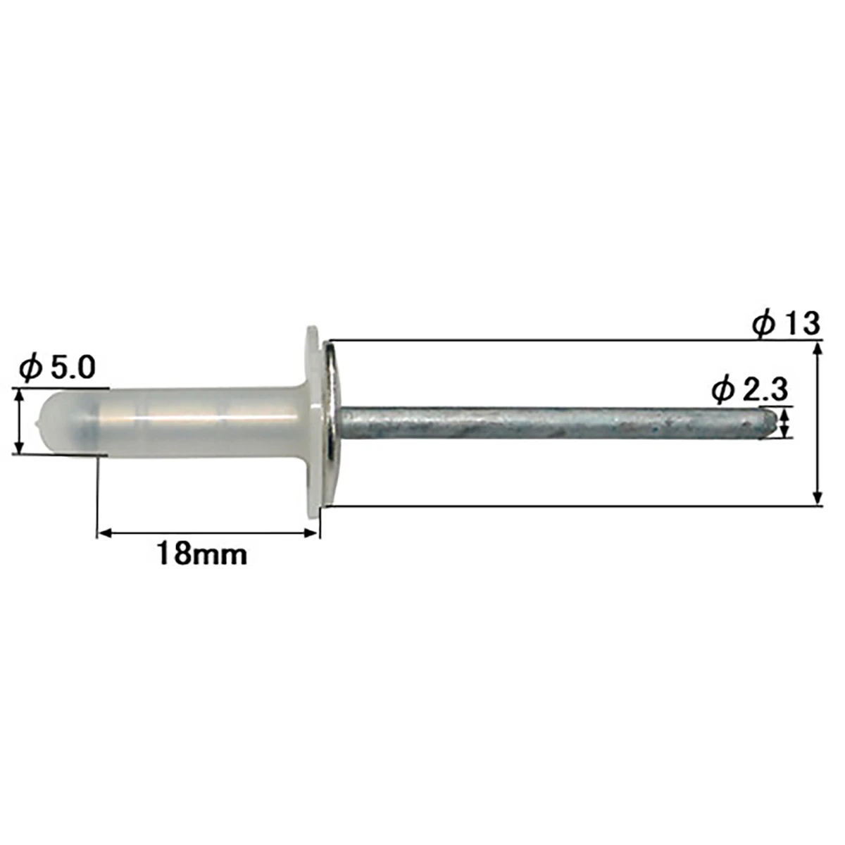 リベット 長さ18mm リベット径φ5.0mm 100本入