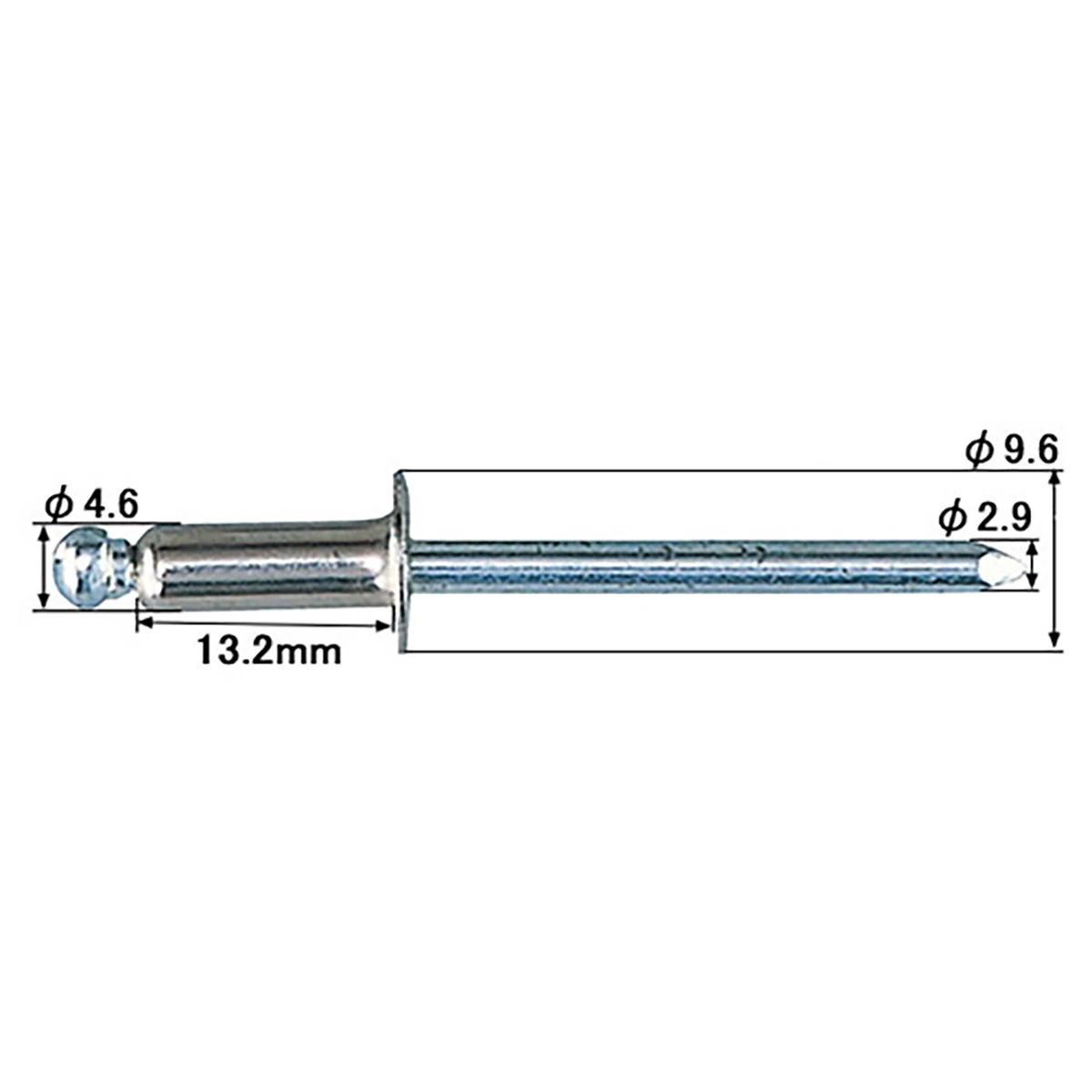 リベット 長さ13.2mm リベット径φ4.6mm 500本入