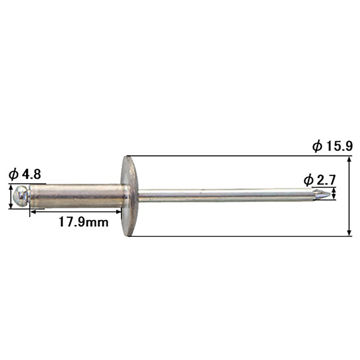 リベット 長さ17.9mm リベット径φ4.8mm 100本入