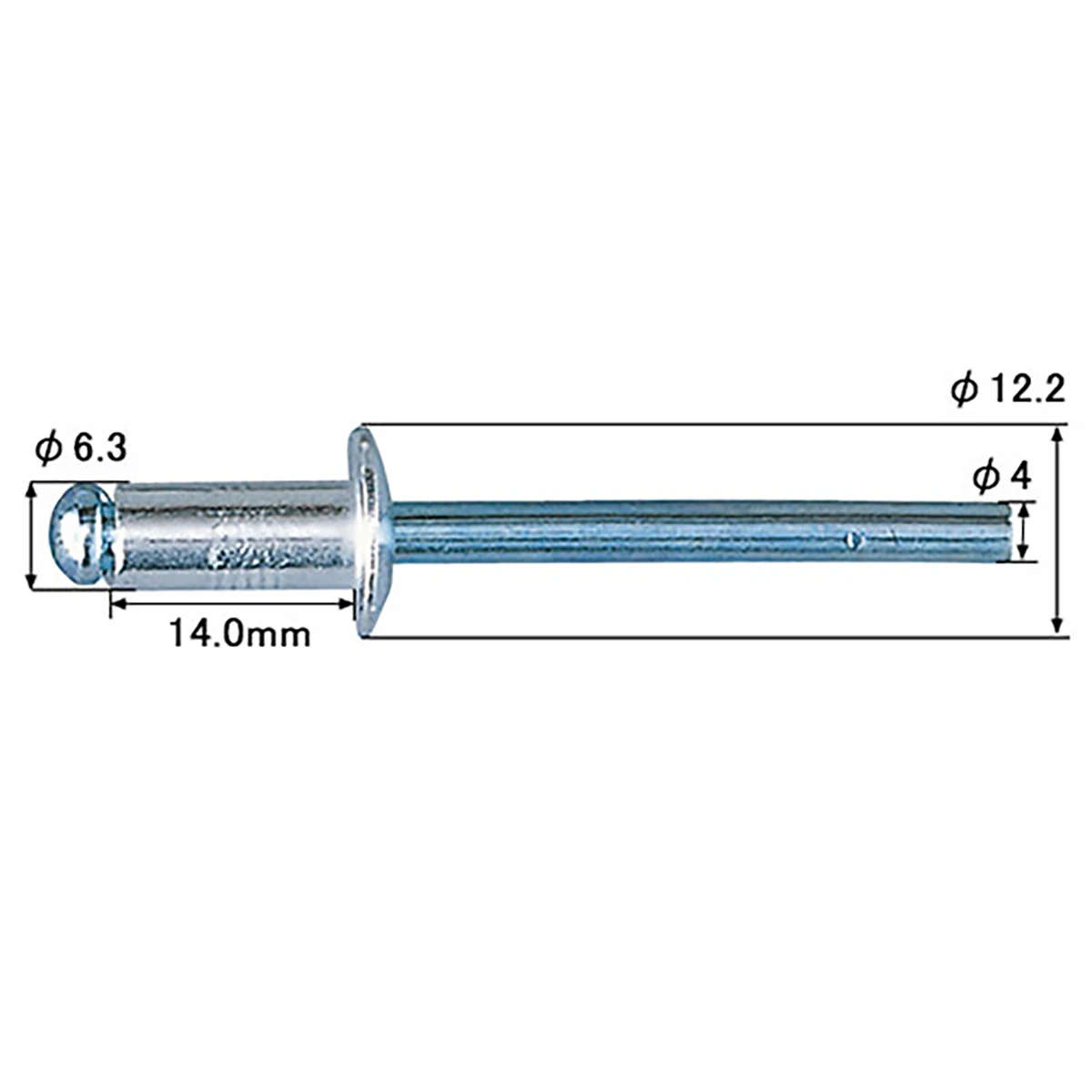 リベット 長さ14.0mm リベット径φ6.3mm 250本入