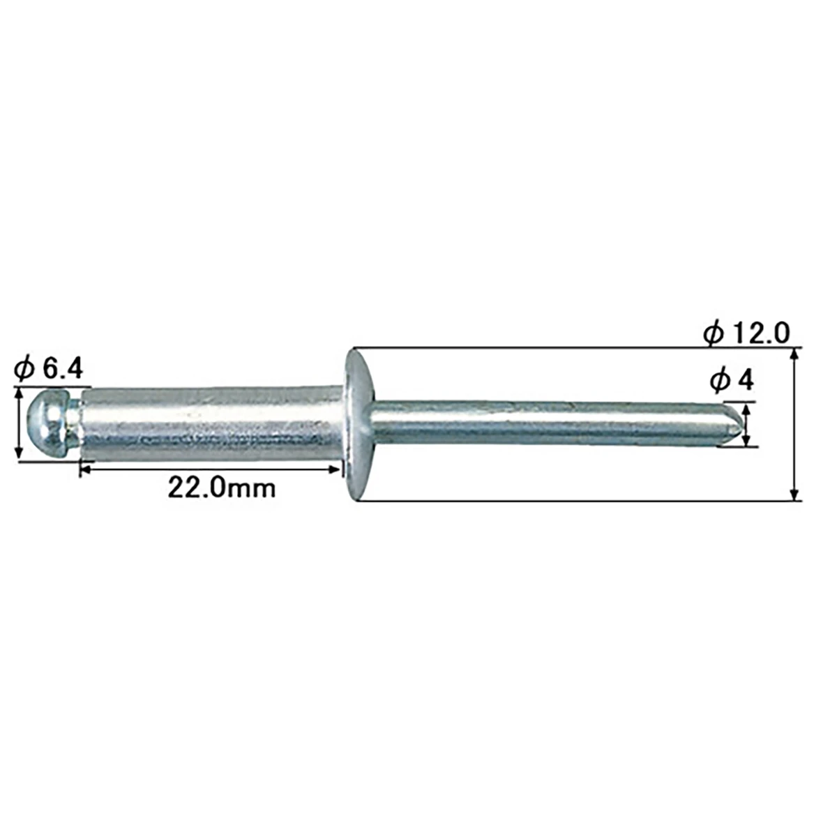 リベット 長さ22.0mm リベット径φ6.4mm 250本入