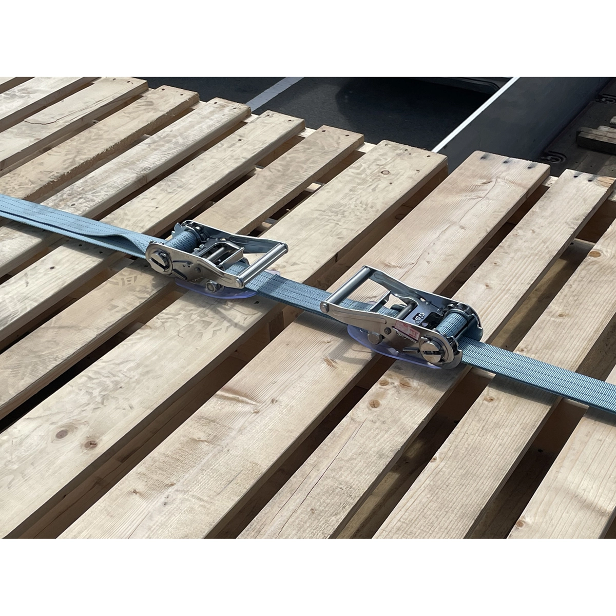 ベルト荷締機 ラッシングベルト 巾50 ハンドル間0.26m 巻取5m×2本 Jフック ダブルラチェット式タイプ