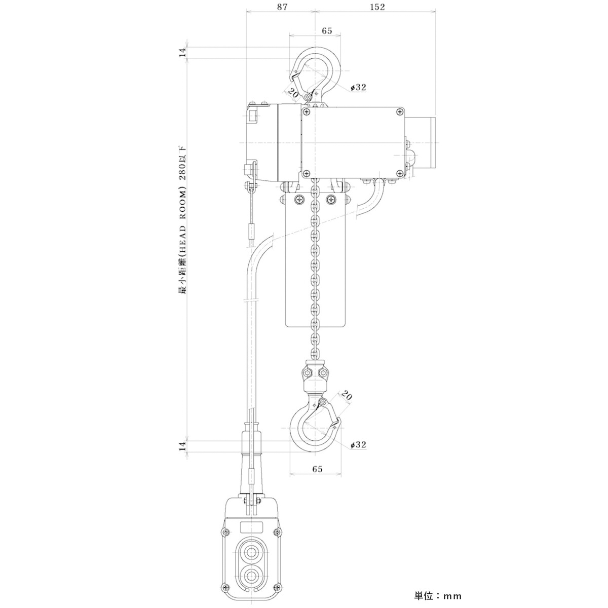 電気チェーンブロック 超小型 揚程 10m