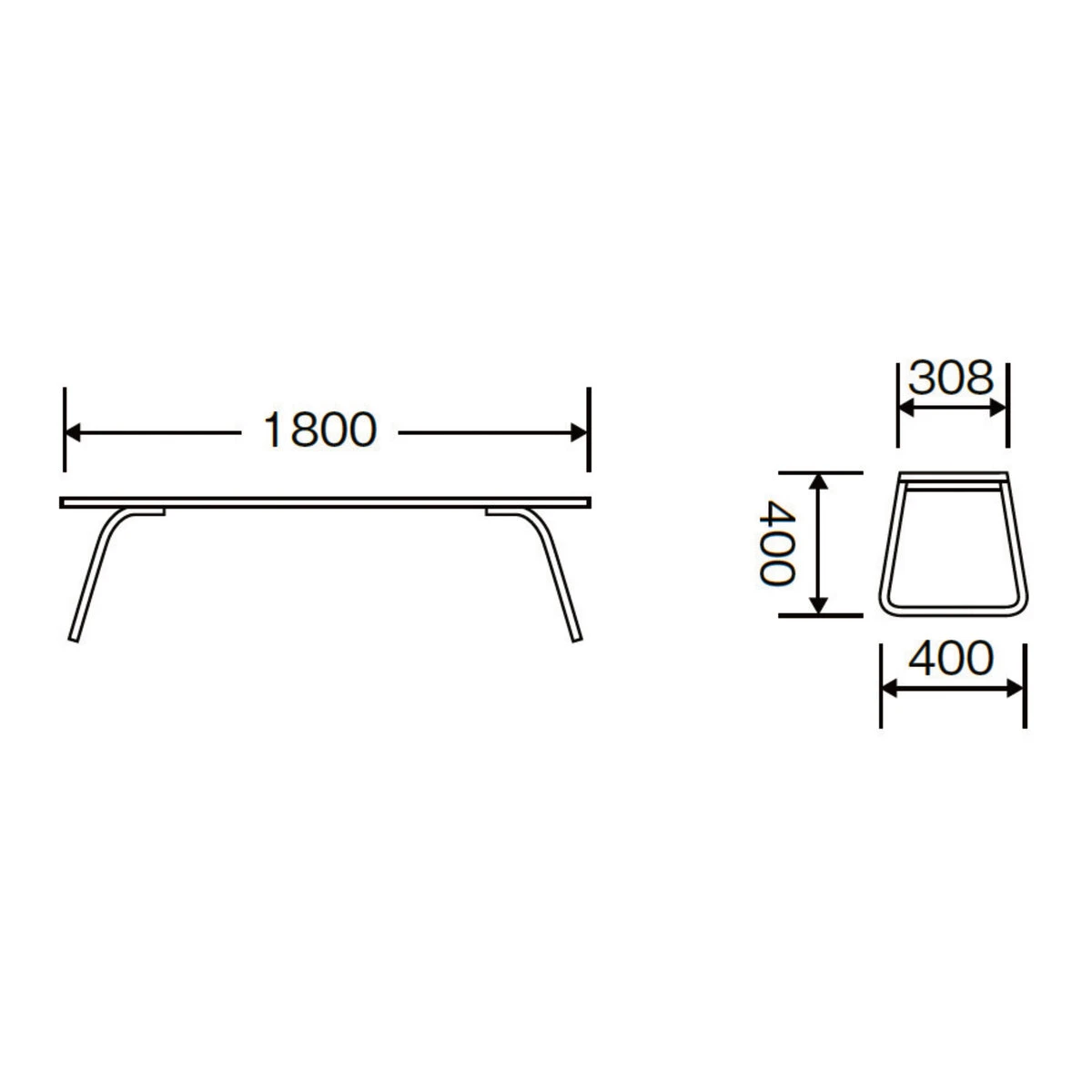 樹脂ベンチECO 背もたれなし 巾1800mm