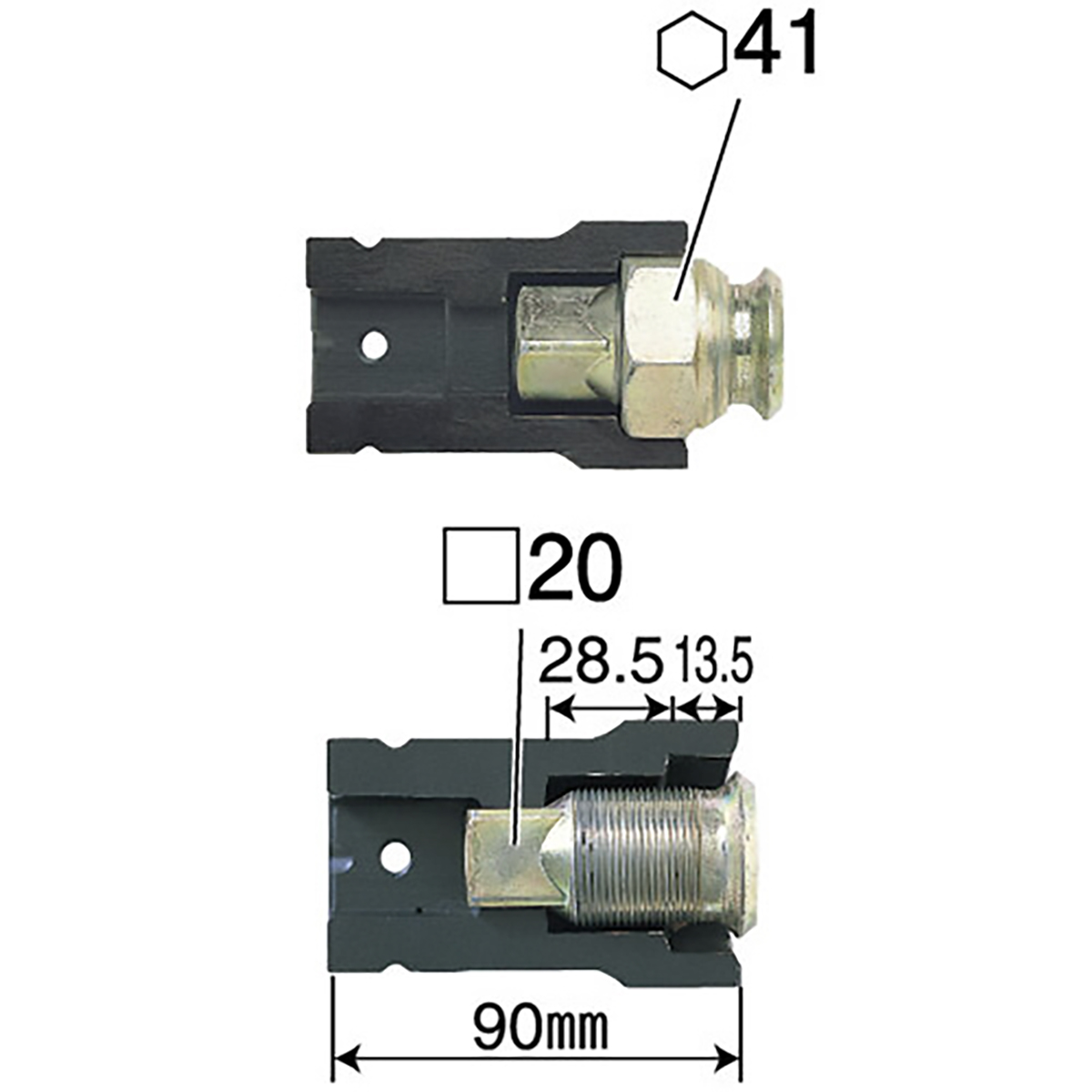 コンビソケット 1インチ 25.4mm(四角) インパクトレンチ用 六角41×四角20mm