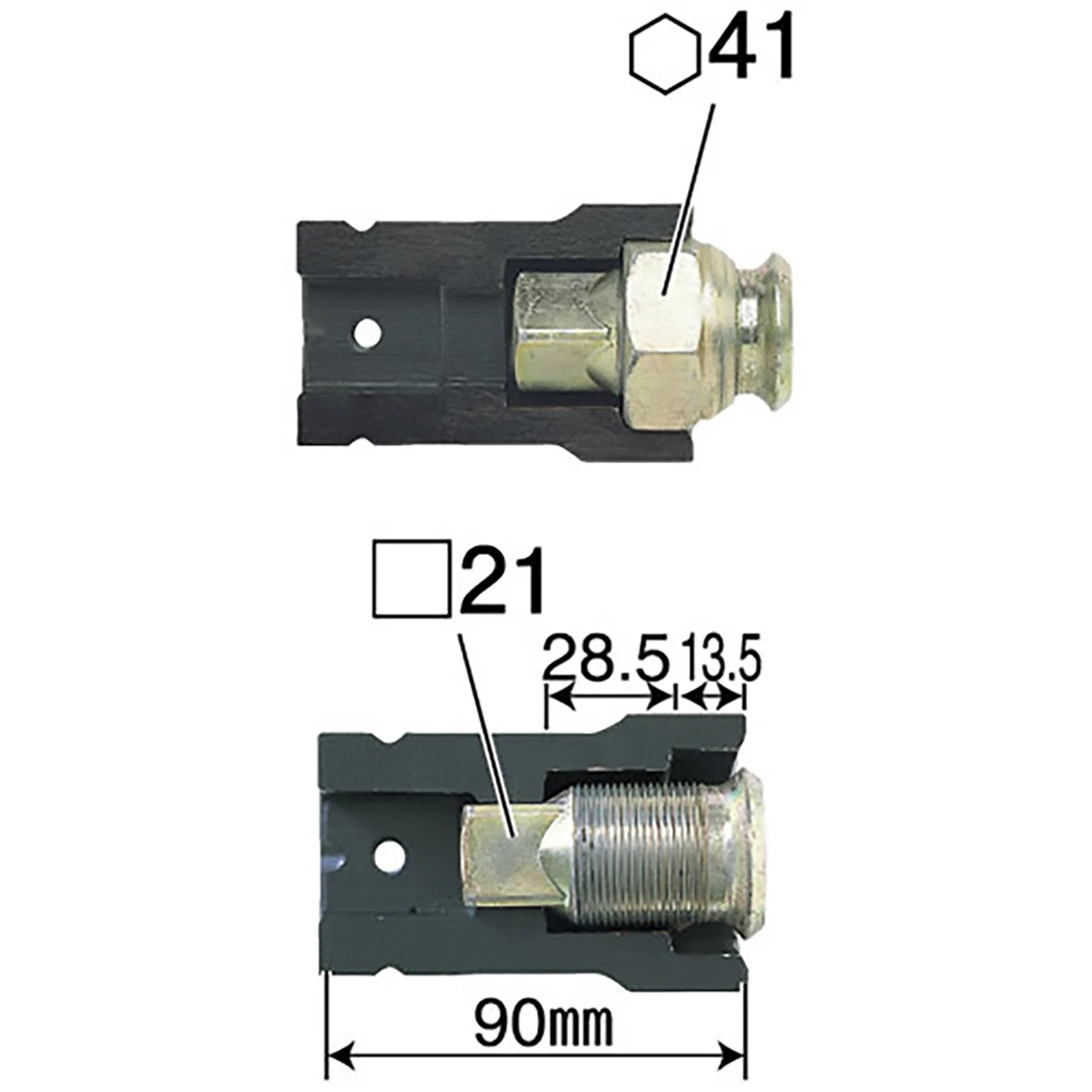 コンビソケット 1インチ 25.4mm四角 インパクトレンチ用 六角41×四角21mm