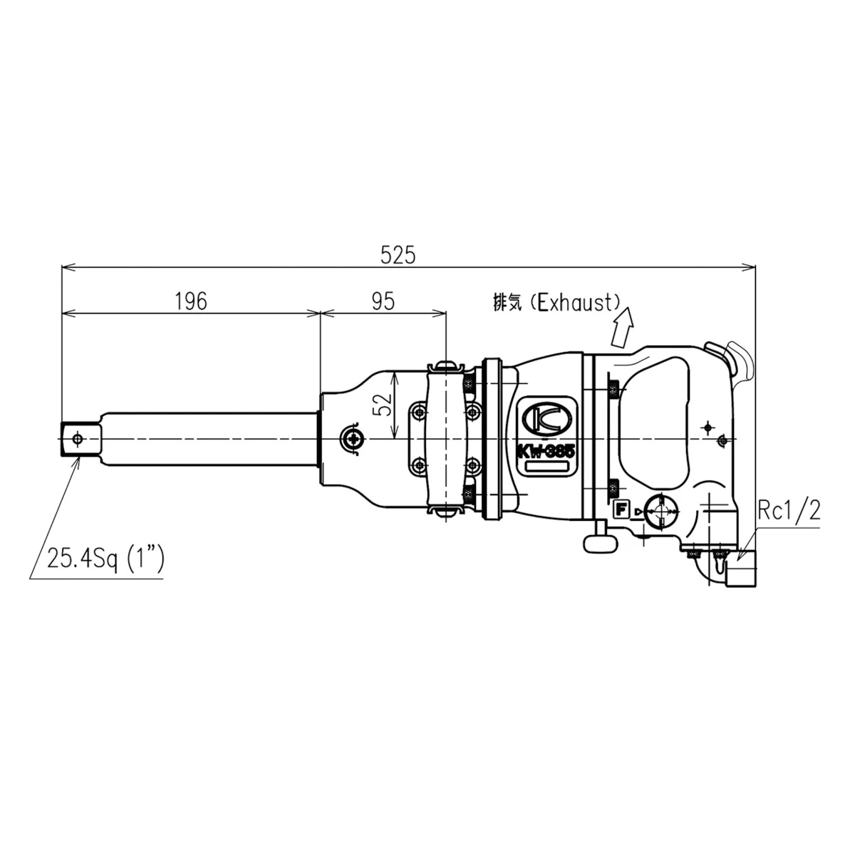 エアインパクトレンチ 25.4 大型・中型トラック用 差込角25.4mm 日本製