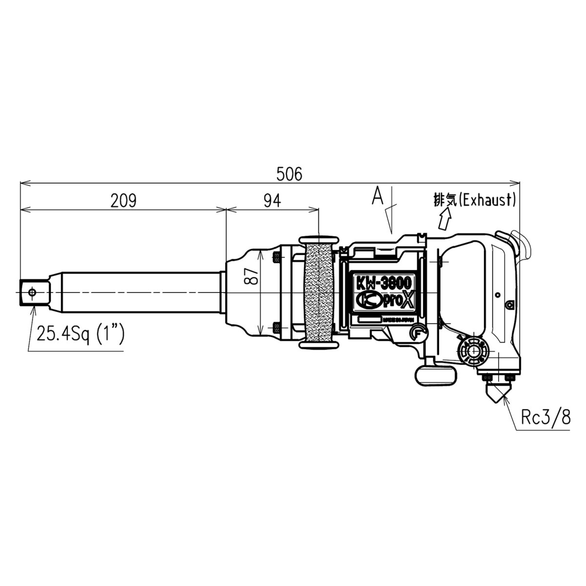 エアインパクトレンチ 25.4 大型・中型トラック用 差込角25.4mm 日本製