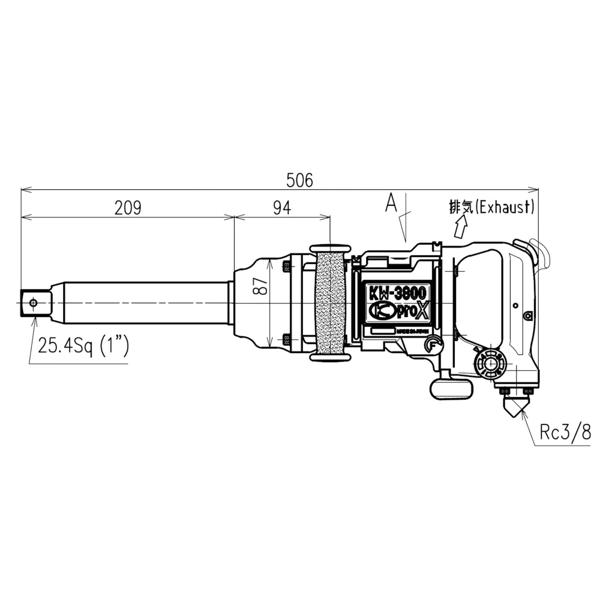 エアインパクトレンチ 25.4 大型・中型トラック用 差込角25.4mm 日本製