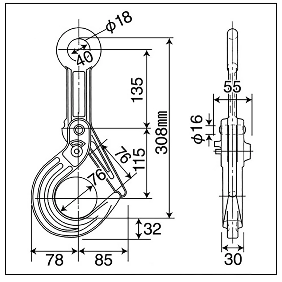 ラッチロック式フック 3ton