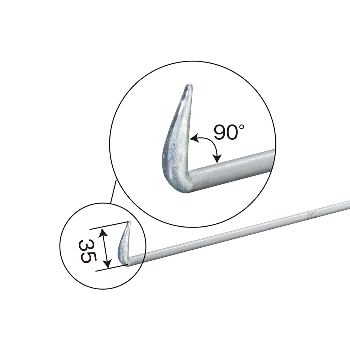 引っ張り棒 横向きフック クロムメッキ