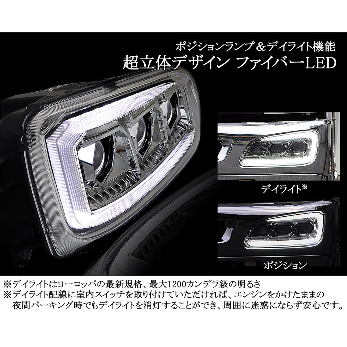 プロジェクタ―LED ヘッドライト＆クロームウインカーセット ファイバーLEDシーケンシャルタイプ