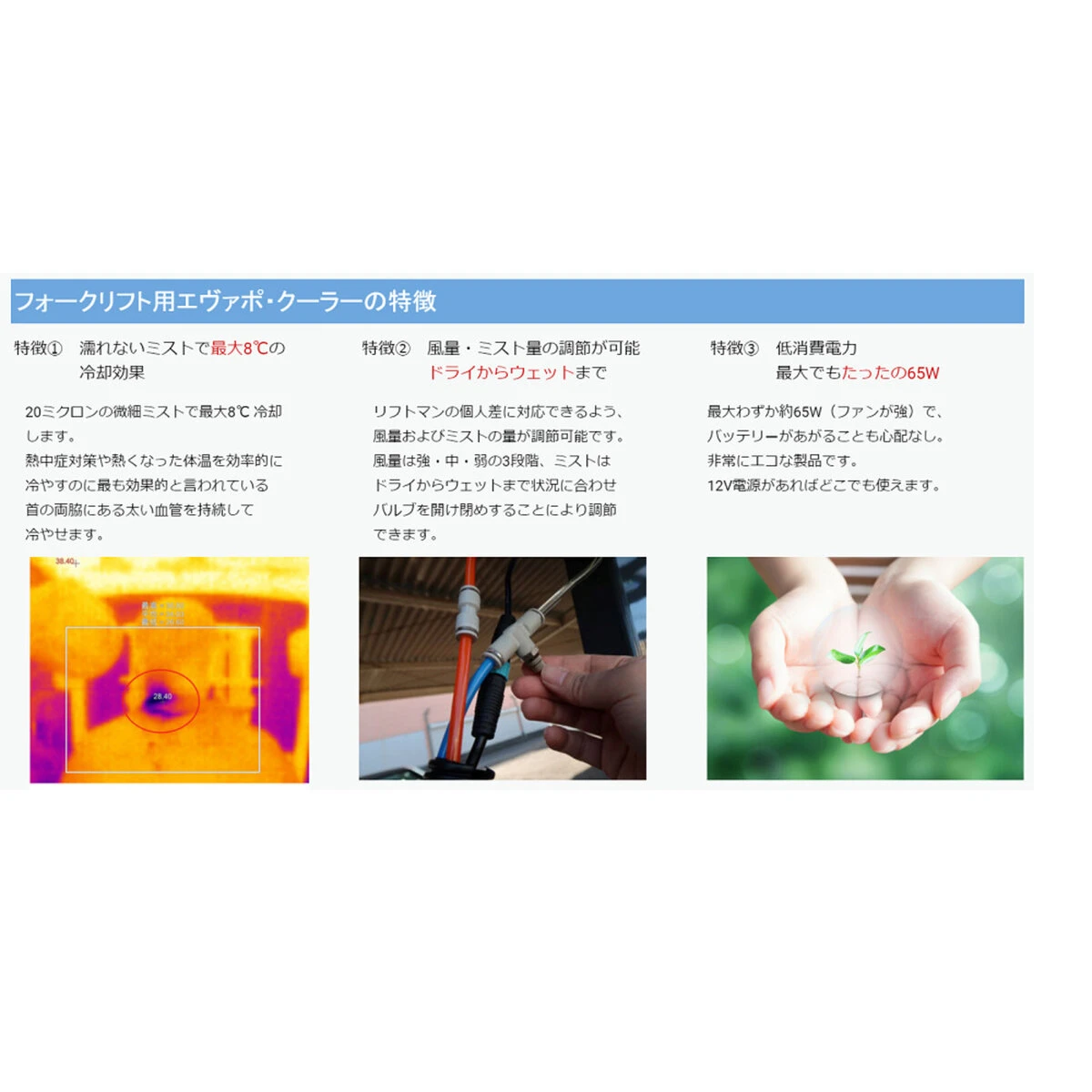 重機 フォークリフト用エヴァポクーラー DC12V