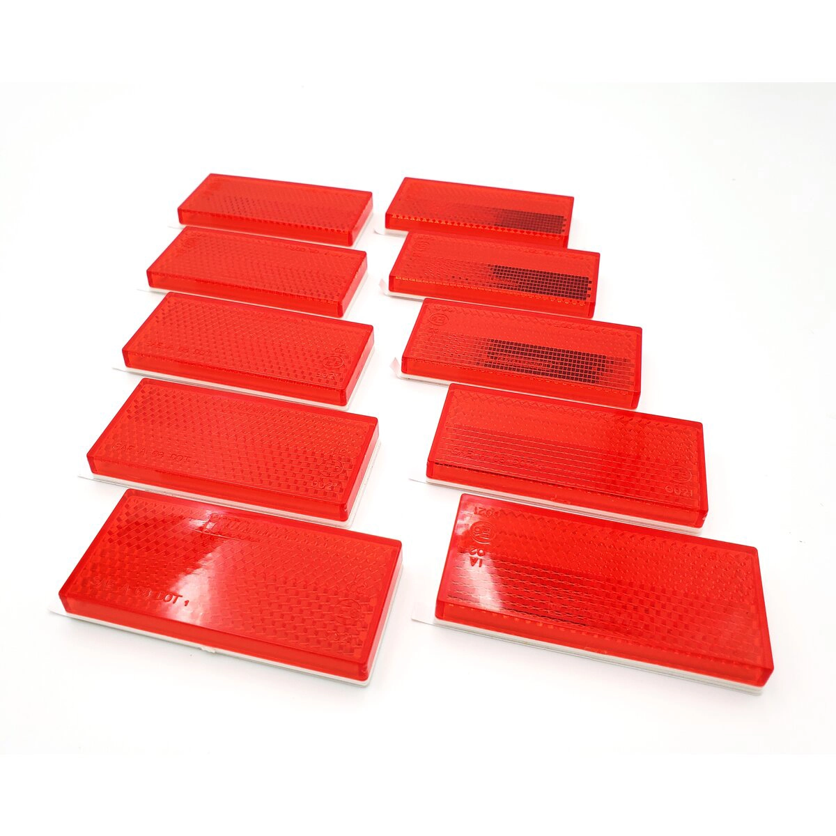 角型反射鏡 レッド 貼り付けタイプ 10枚セット